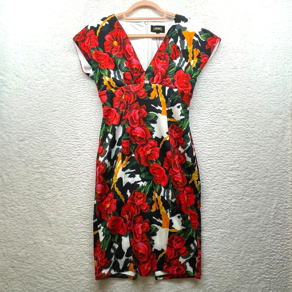 Alexia Admor Dresses & Skirts - Alexia Admor Womens Dress 2 Red Green Floral V Neck Sheath Sleeveless Lined New
